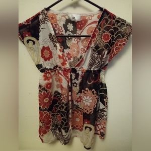 Byer California • Babydoll Floral Sheer Top